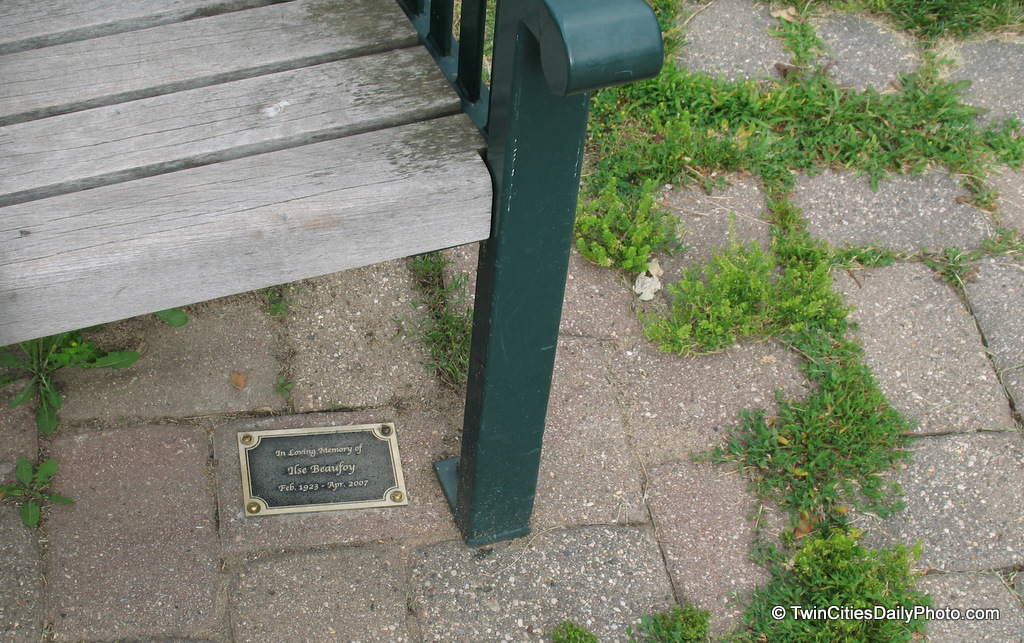I spotted this 'in memory' plaque sitting under a park bench at Minnehaha Falls. Was it a favorite sitting bench? Who added the in memory plaque? Does the person who added the dedication still come to visit the bench?