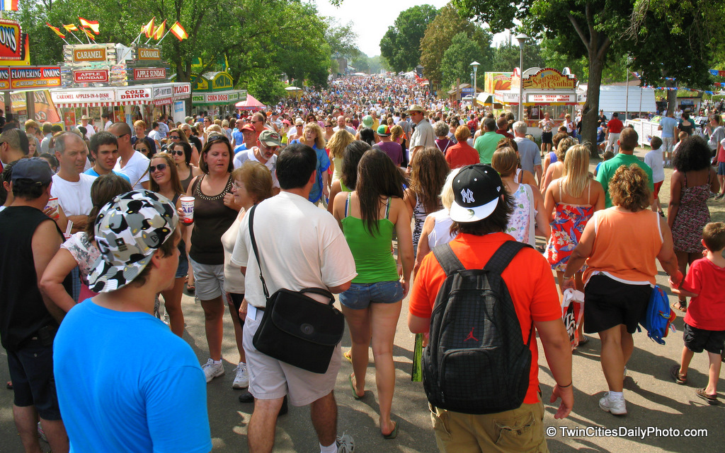 The great Minnesota get together runs from August 26 through Labor Day, September 6. In 2009, the MN State Fair set an attendance record with 1,790,497 people visiting the grounds.