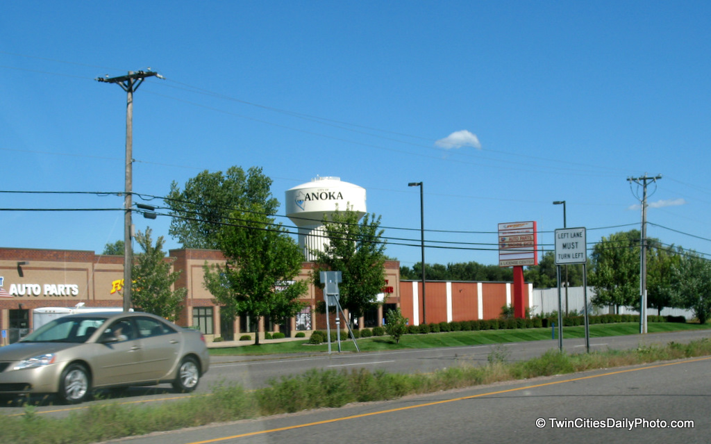 You can find this water tower along Highway 10 in Anoka.